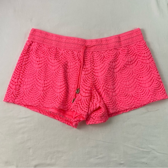Lilly Pulitzer Pants - Lilly Pulitzer Women's Hot Pink Golden Shells Front Elastic Waist Shorts Size XL